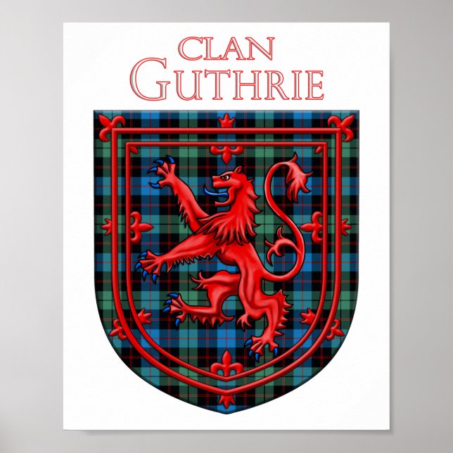 Poster Guthrie Tartan Scottish Xadrez Lion Rampant (Frente)