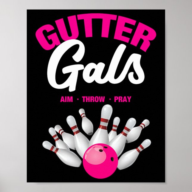 Poster Gutter Gals Funny Bowling Team Name Women Girls  (Frente)