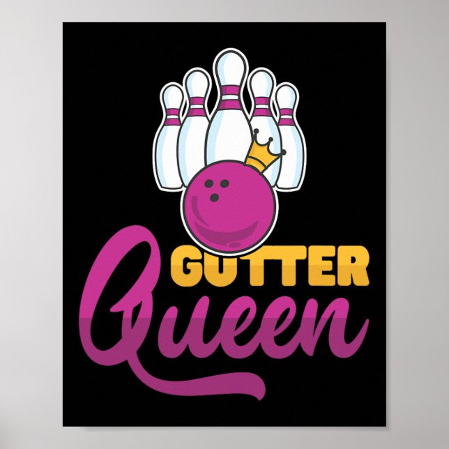 Poster Gutter Queen Bowling Pins With Bowling Ll For Bowl (Frente)