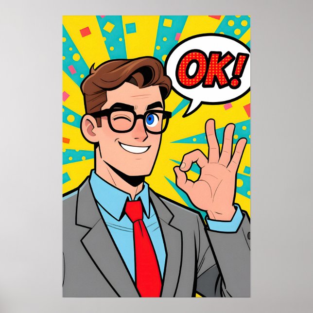 Poster Guy saying OK Pop Art (Frente)