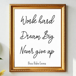 Poster Gym Duro de Trabalho de Citação de Sucesso Branco 