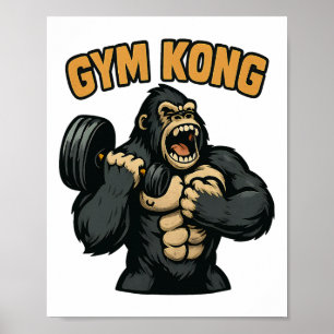 Poster Gym Kong Engraçado Fisiculturismo Fitness Gorila B