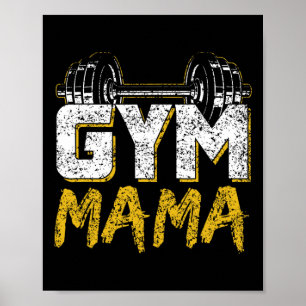 Poster Gym Mama Treinando Workout Malhação Pesando Mo