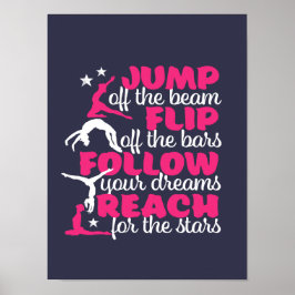 Poster Gymnast Citou Rapariga Saltando Do Feixe