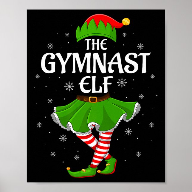 Poster Gymnast Elf Christmas Family Girls Women Elf Squad (Frente)