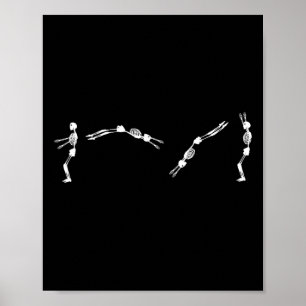 Poster Gymnast Skeleton - Halloween Tumbling Backflip
