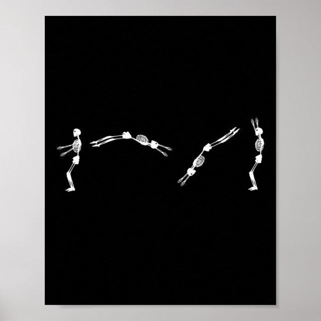 Poster Gymnast Skeleton - Halloween Tumbling Backflip (Frente)