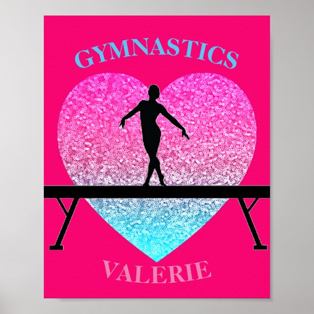Poster Gymnastics Beam Sparkle Heart (Frente)
