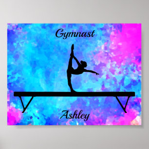 Poster Gymnastics Beam Watercolor