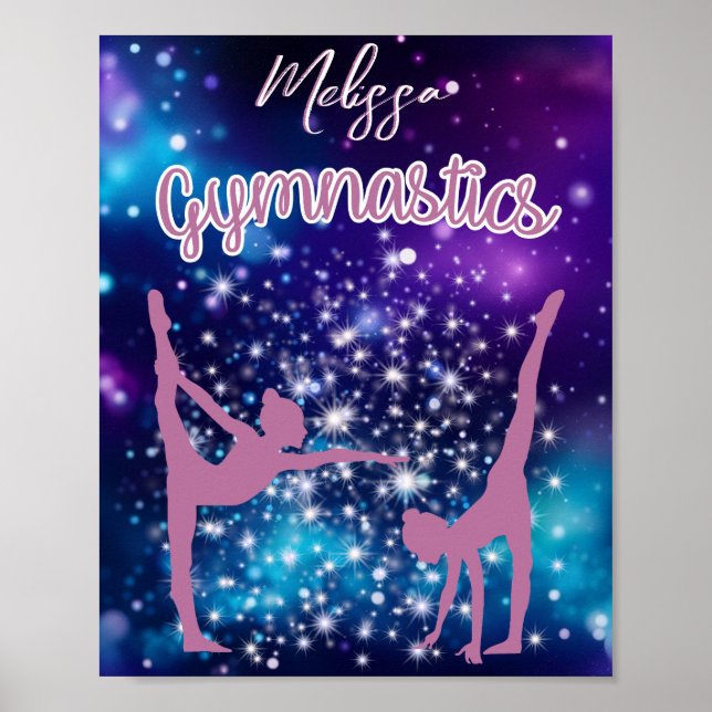 Poster Gymnastics Galaxy Purple Turquoise Personalizada (Frente)