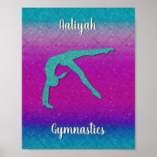 Poster Gymnastics Girl Turquoise Magenta Ombre