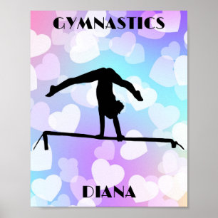 Poster GYMNASTICS Pastel Hearts Personalizado