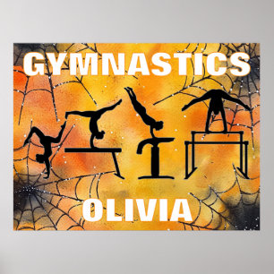Poster Gymnastics Spooky Spiderweb Halloween