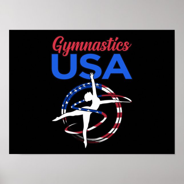 Poster Gymnastics USA Flag Gymnast Gymnastic Sports Lover (Frente)