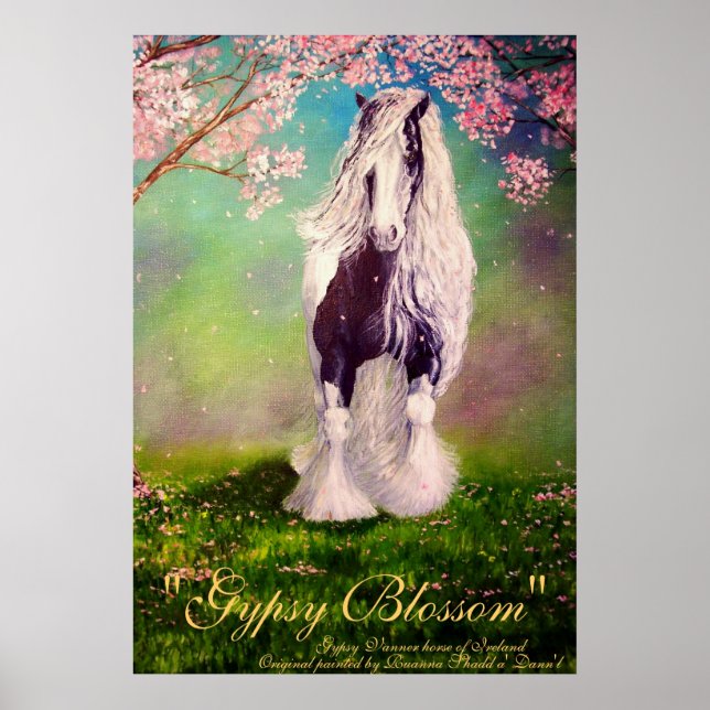 Póster "Gypsom Blassom" Irlandês Vanner Stallion em caval (Frente)