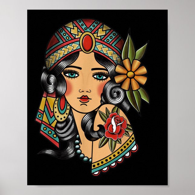 Poster Gypsy Head Fortune Teller American Trona (Frente)
