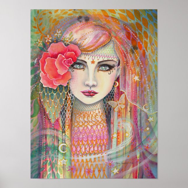 Póster Gypsy Rose Bela Arte Fantasia Boêmia (Frente)