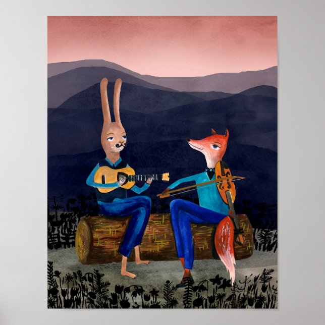 Póster Gypsz Jazz - Rabbit e Fox tocando música (Frente)