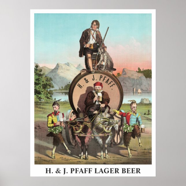 Póster H. & J. Pfaff Lager Beer título editável (Frente)