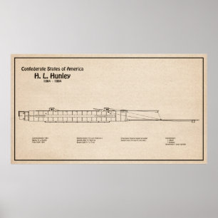 Poster H. L. Hunley - Planos de projeto de navio SD
