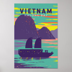 Poster Ha Long Bay Vietnam Lixo Viagem Art Vintage