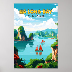 Poster Ha Long Bay Vietnam Viagem Art Vintage
