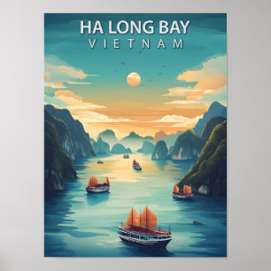 Poster Ha Long Bay Vietnam Viagens vintage Ásia