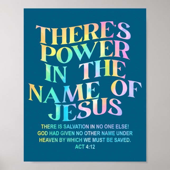 Poster Há Poder no Nome de Jesus Design de Fé Cristã (Frente)