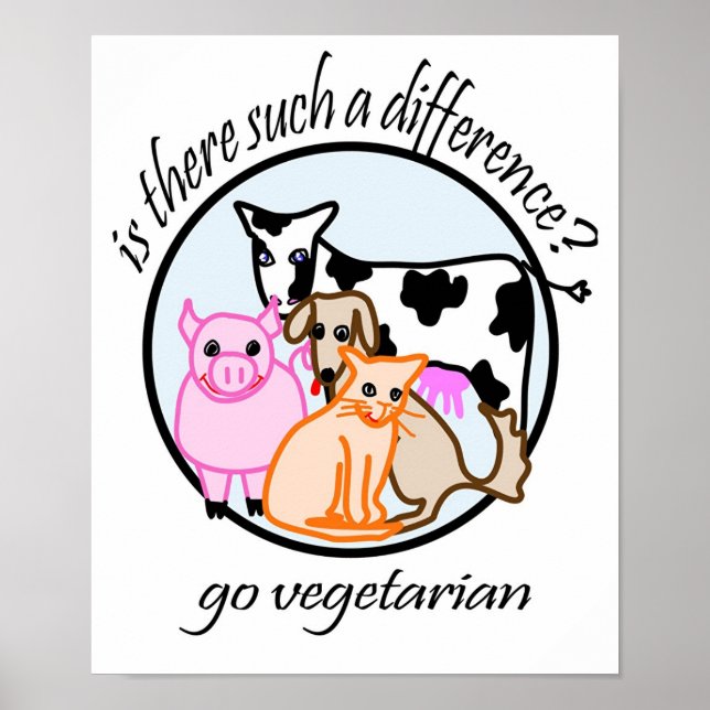Póster Há tal diferença? Vá para vegetariano. (Frente)
