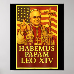 Poster Habemus Papam Papa Leo Xiv Vintage católico Americ