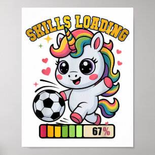 Poster Habilidades de Unicórnio de Futebol Fofo Carregand