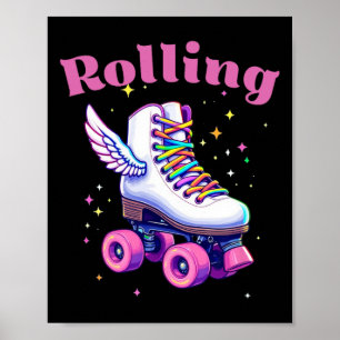 Poster Habilidades engraçadas de patins coloridos na rua