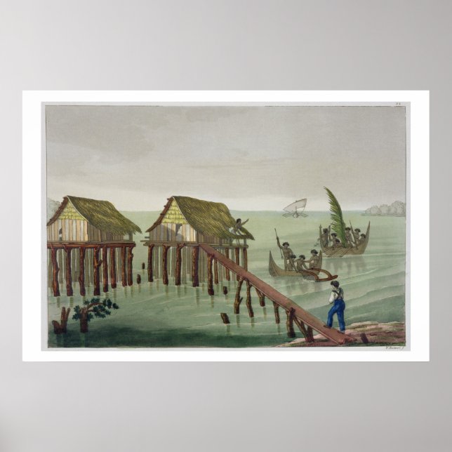 Póster Habitações da Tribo Papu, Rawak, placa 22 para (Frente)