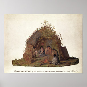 Póster Habitantes da ilha de Terra del Fuego