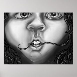 Poster Hábito Nervoso Rapariga Arte Monocromática Moder