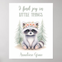 Poster Habitual Watercolor Raccoon Woodland