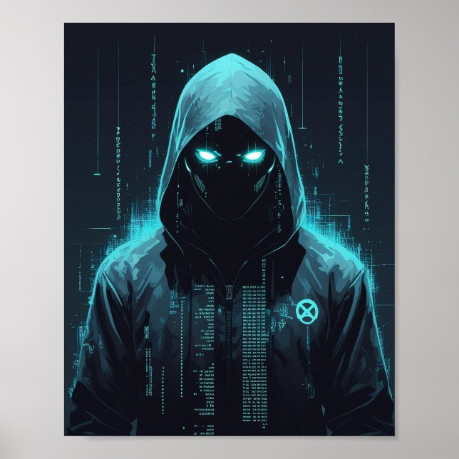 Poster Hackeador Digital Encapuzado (Frente)