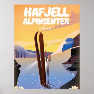 Poster hafjell alpinsenter Norway beautiful ski poster.
