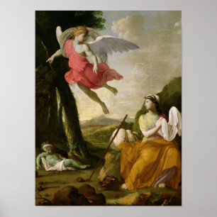 Poster Hagar e Ishmael salvados pelo anjo, c.1648