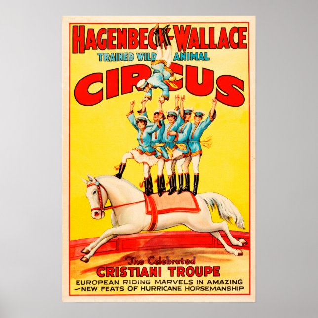 Poster Hagenbeck Wallace, Animais Treinados em Circus USA (Frente)