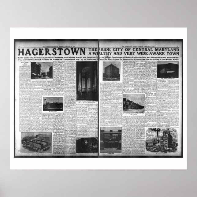 Poster Hagerstown em Washington Herald 1912 (Frente)