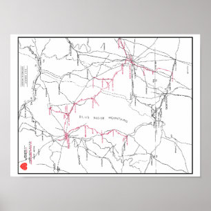 Póster Hagerstown & mapa do sistema Railway de Frederick