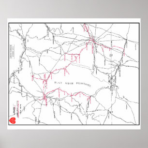 Póster Hagerstown & mapa do sistema Railway de Frederick