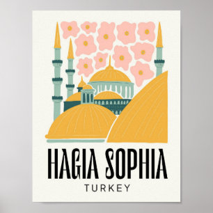 Poster Hagia Sophia Istanbul Turquia viagem floral