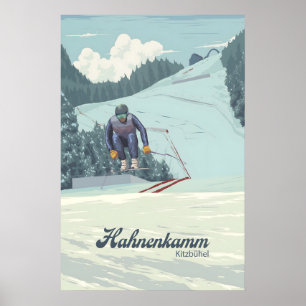 Poster Hahnenkamm Kitzbuhel Áustria Estação de Esqui Viag