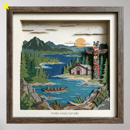 Poster Haida Gwaii B.C. Canadá Colagem de Papel Diorama