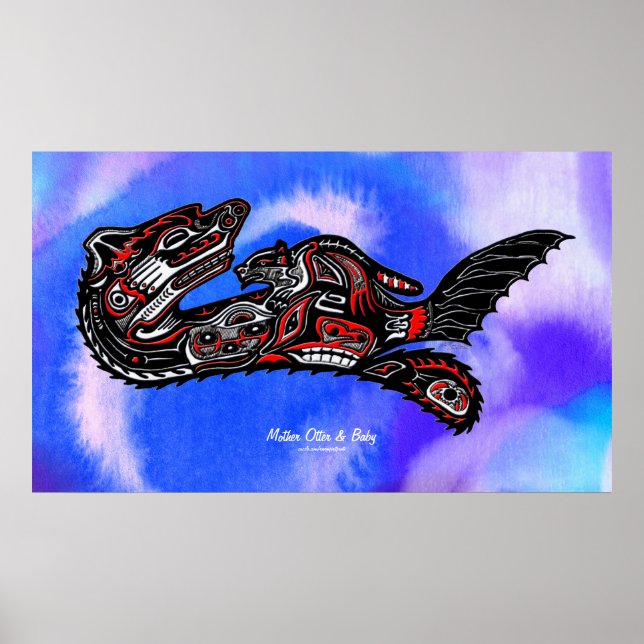 Póster "HAIDA SPIRIT" Madre Otter & Baby Haida Art Impres (Frente)