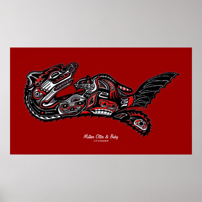 Poster "HAIDA SPIRIT" Madre Otter & Baby Haida Art Impres (Frente)