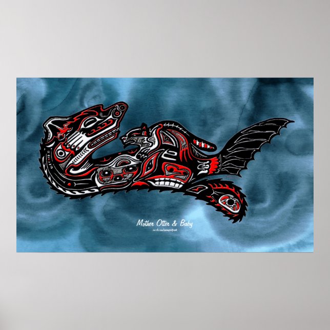 Póster "HAIDA SPIRIT" Madre Otter & Baby Haida Art Impres (Frente)