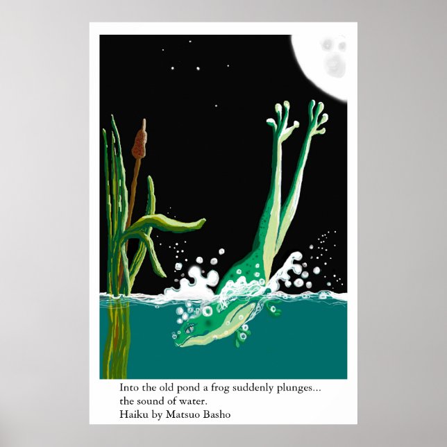 Póster Haiku do sapo Basho (Frente)